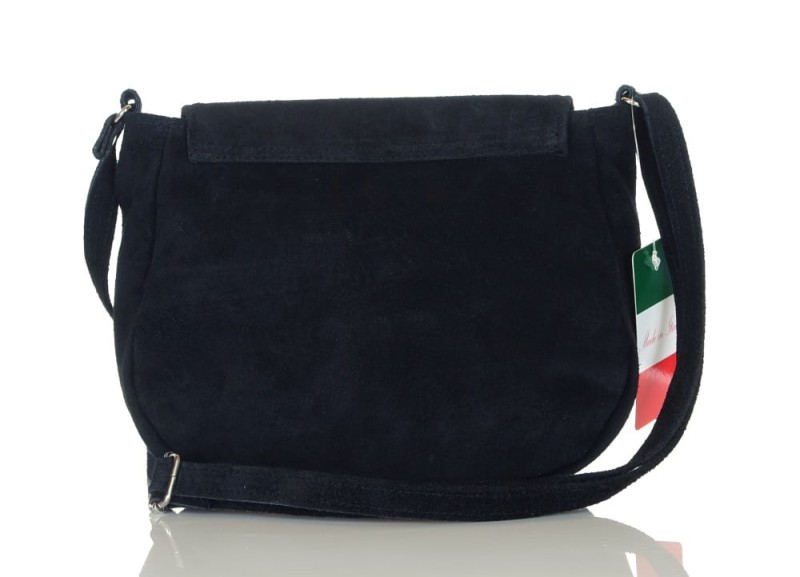 Czarna zamszowa listonoszka z frędzlem