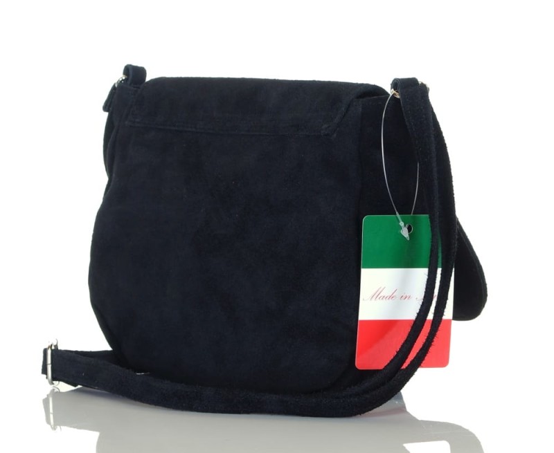 Czarna zamszowa listonoszka z frędzlem