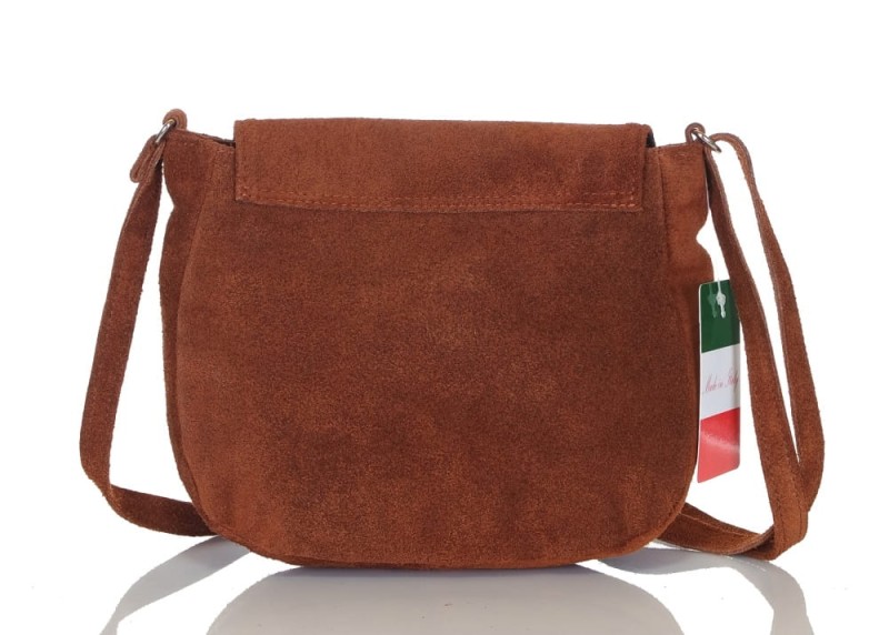 Brązowa zamszowa listonoszka z frędzlem