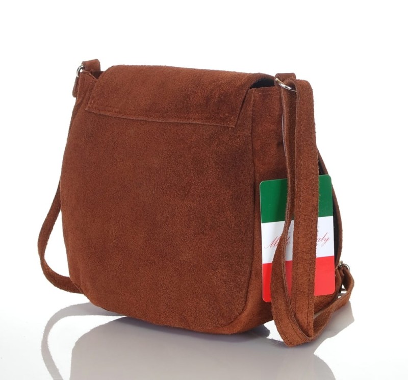 Brązowa zamszowa listonoszka z frędzlem