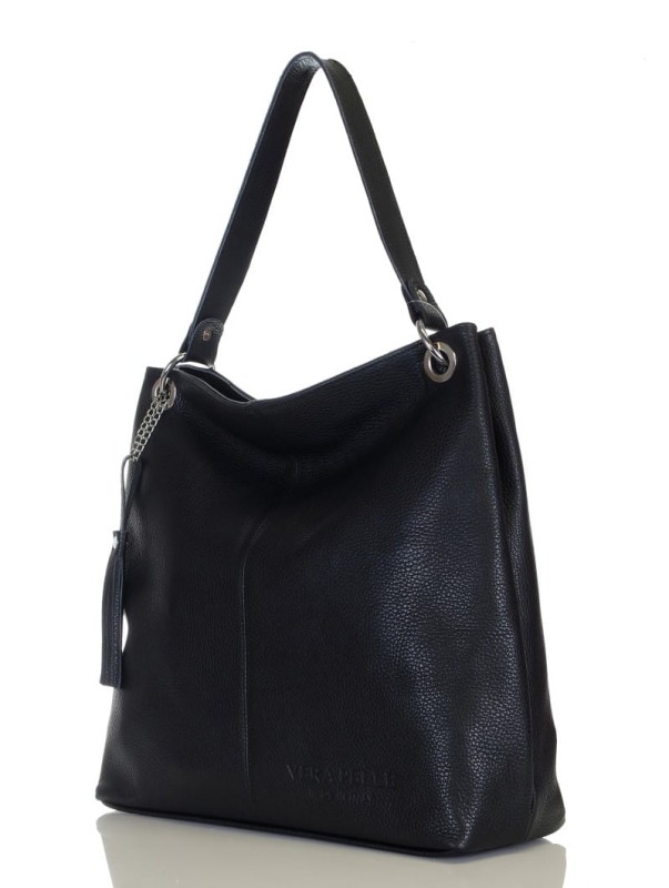Czarna torebka ze skóry VERA PELLE