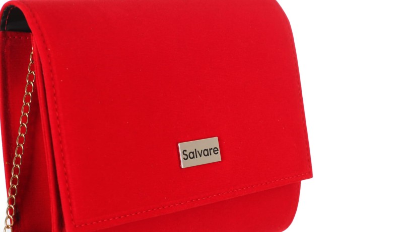 Zamszowa kopertówka czerwona na łańcuszku
