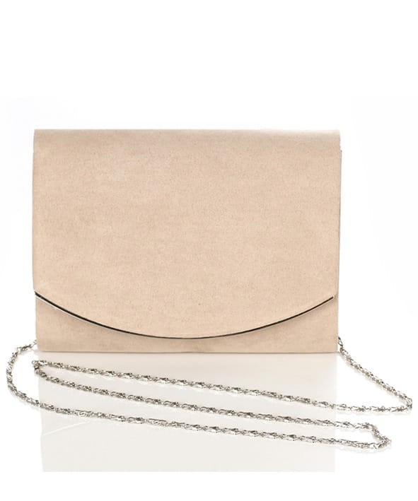 Zamszowa kopertówka na łańcuszku beżowa