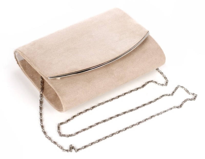 Zamszowa kopertówka na łańcuszku beżowa