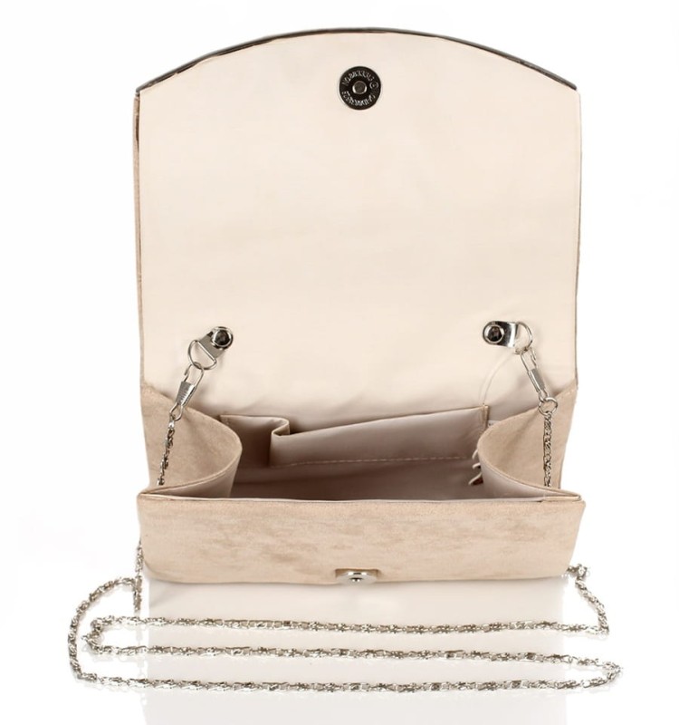 Zamszowa kopertówka na łańcuszku beżowa