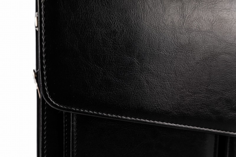 Duża Aktówka Męska Skórzana Tizano T02 – Czarna Torba na Dokumenty A4 i Laptopa