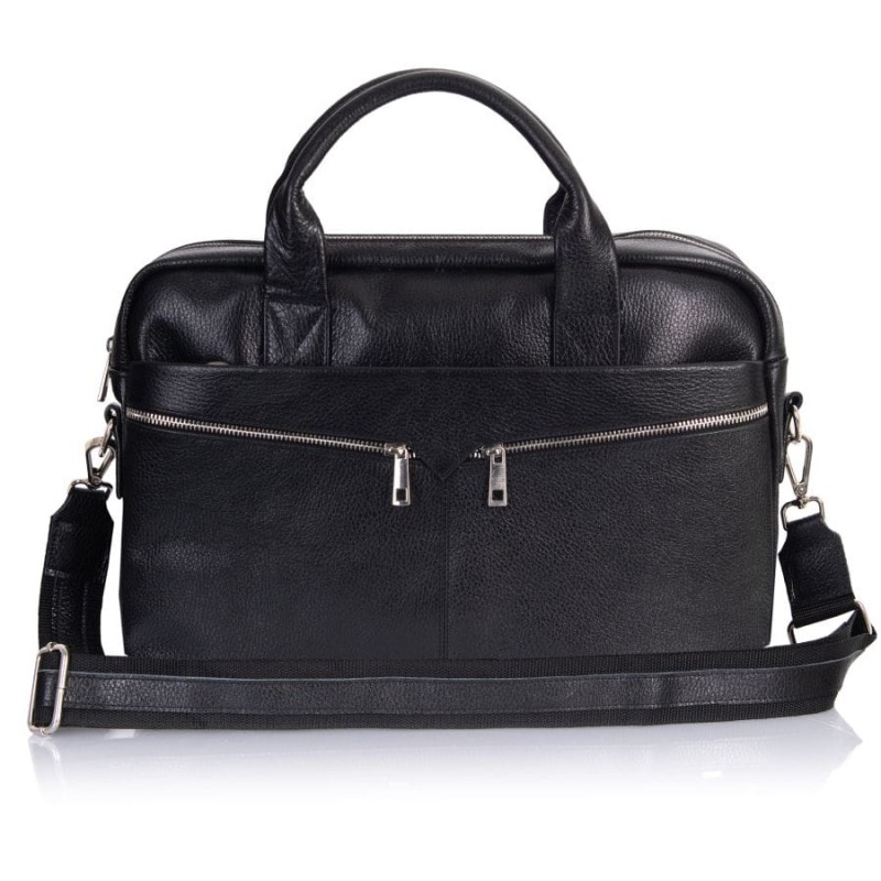 Czarna skórzana torba męska