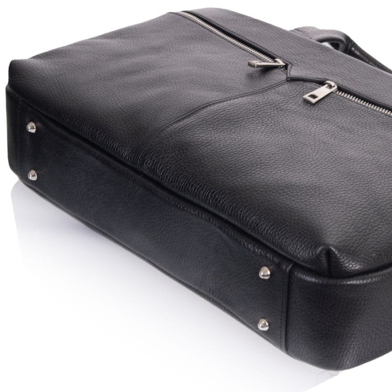 Czarna skórzana torba męska