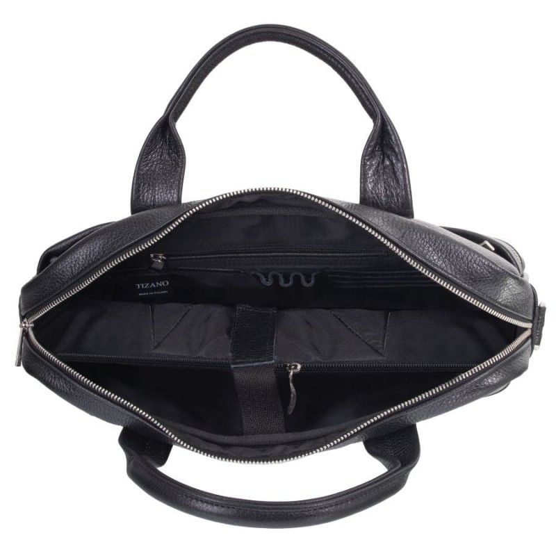 Czarna skórzana torba męska