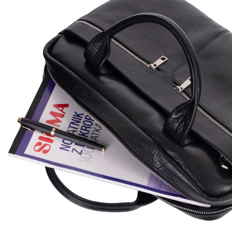 Czarna skórzana torba męska