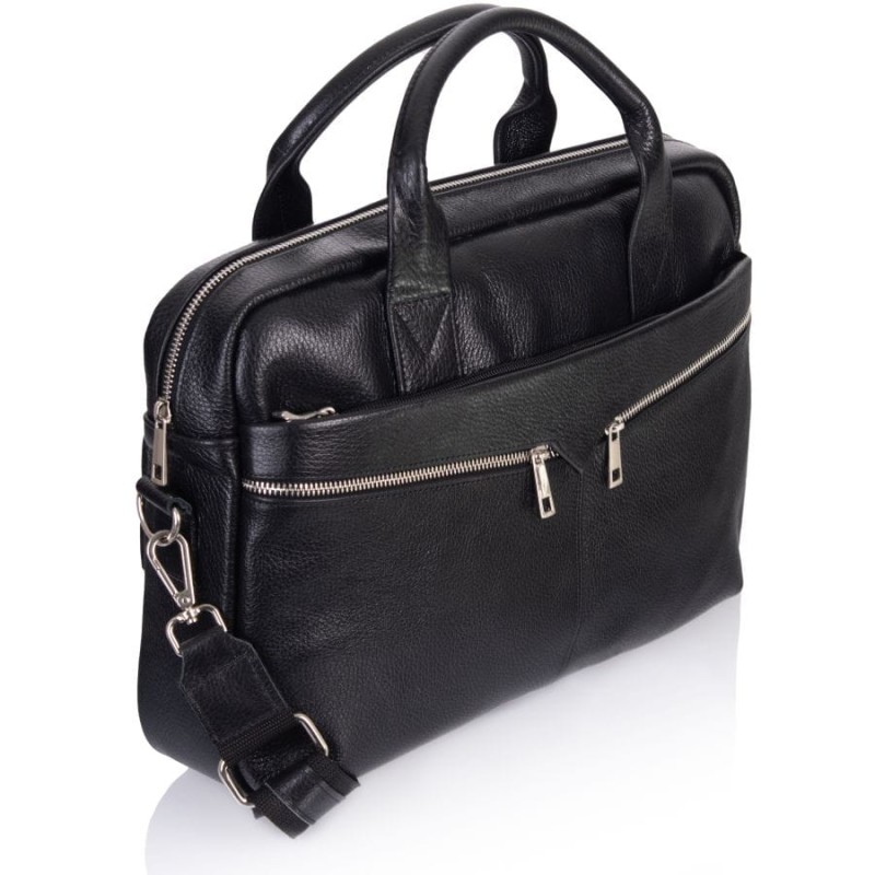 Czarna skórzana torba męska