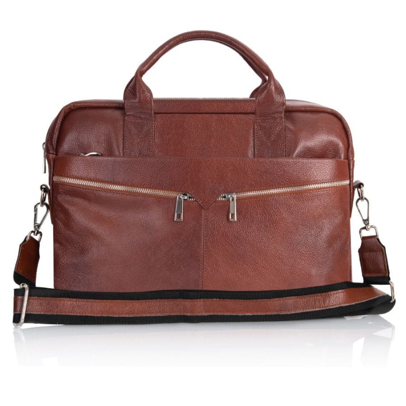 Brązowa skórzana torba męska