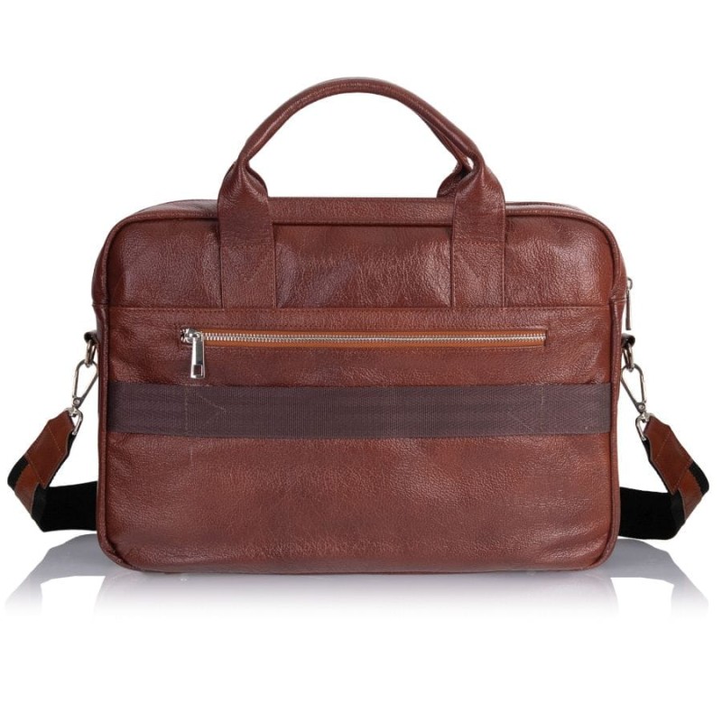 Brązowa skórzana torba męska