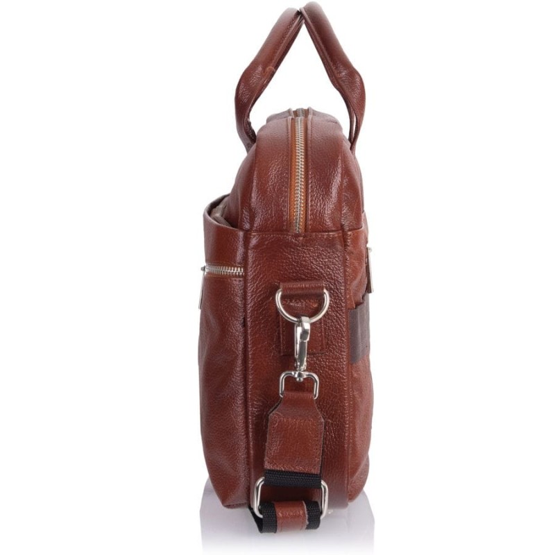 Brązowa skórzana torba męska