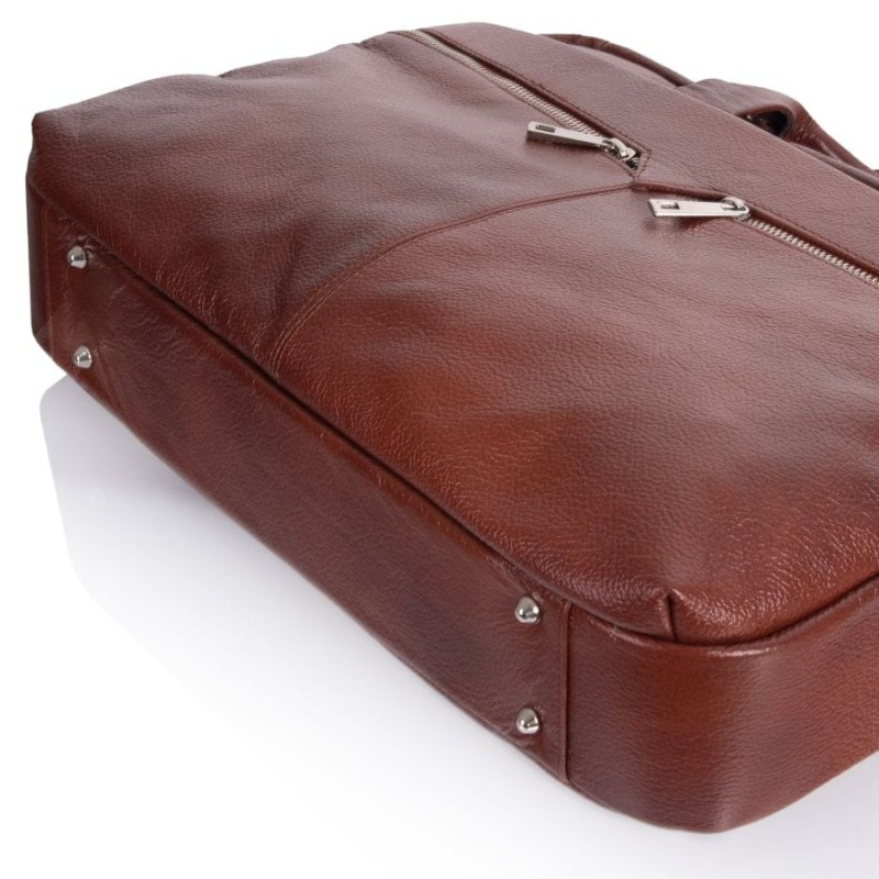 Brązowa skórzana torba męska