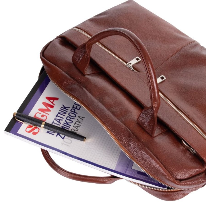 Brązowa skórzana torba męska
