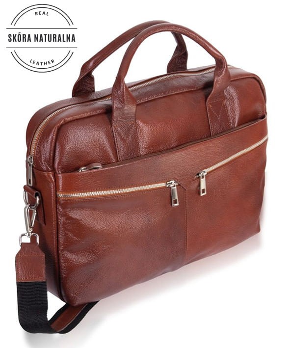 Brązowa skórzana torba męska