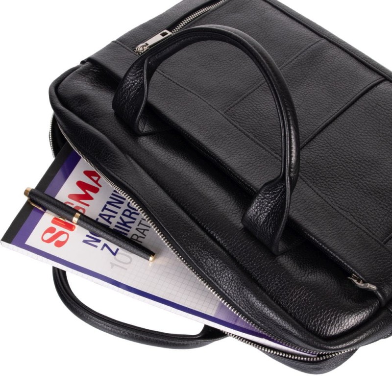 Skórzana czarna torba męska