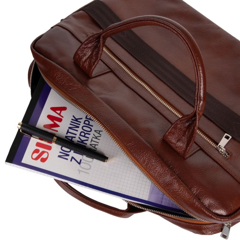 Skórzana brązowa torba męska