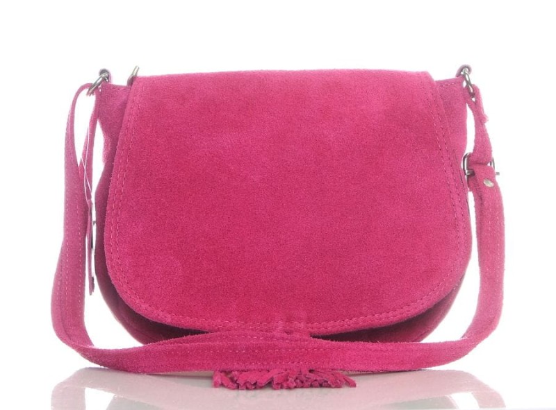 Zamszowa listonoszka z frędzlem FUKSJA