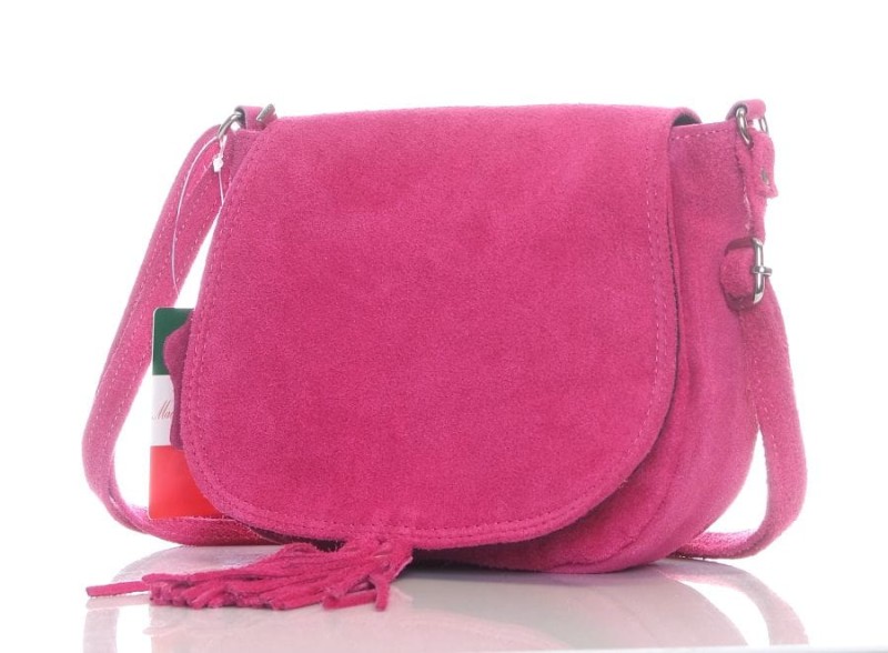 Zamszowa listonoszka z frędzlem FUKSJA