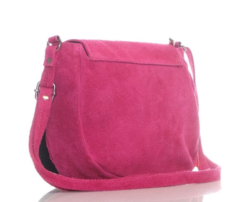 Zamszowa listonoszka z frędzlem FUKSJA