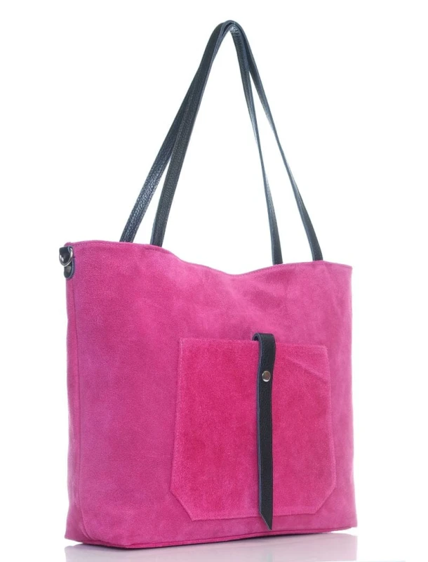 Włoski zamszowy shopper SKÓRA Fuksja