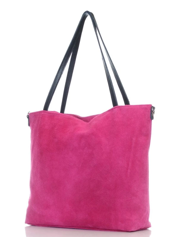 Włoski zamszowy shopper SKÓRA Fuksja