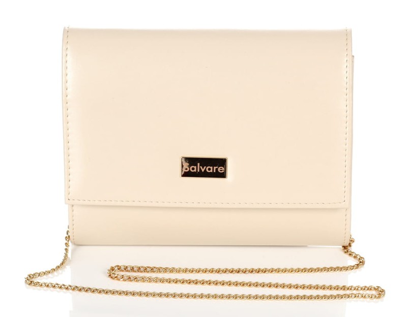 Matowa kopertówka beżowa na łańcuszku W49m