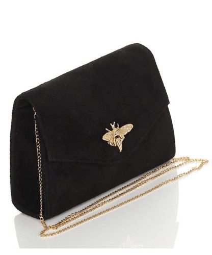 Vera Pelle Kopertówka na łańcuszku ZAMSZ NATURALNY Czarna