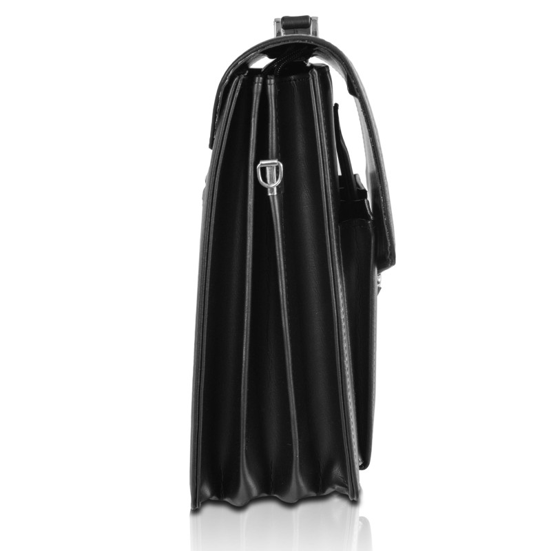 Duża Aktówka Męska Skórzana Tizano T02 – Czarna Torba na Dokumenty A4 i Laptopa