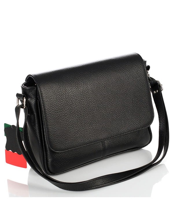 Skórzana klasyczna czarna torebka