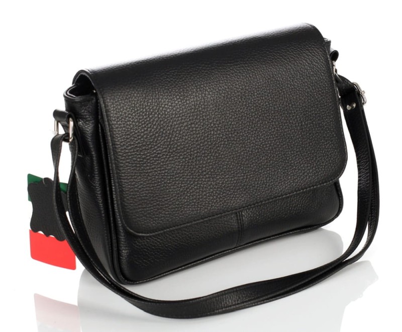 Skórzana klasyczna czarna torebka