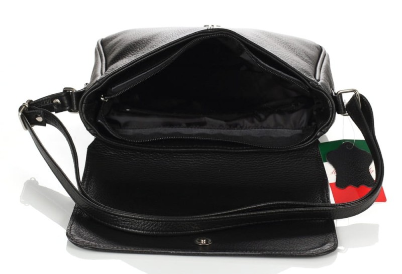 Skórzana klasyczna czarna torebka