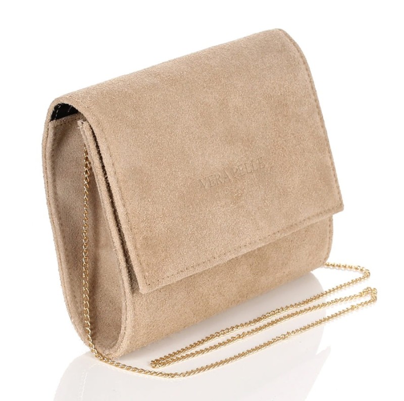 Beżowa zamszowa kopertówka