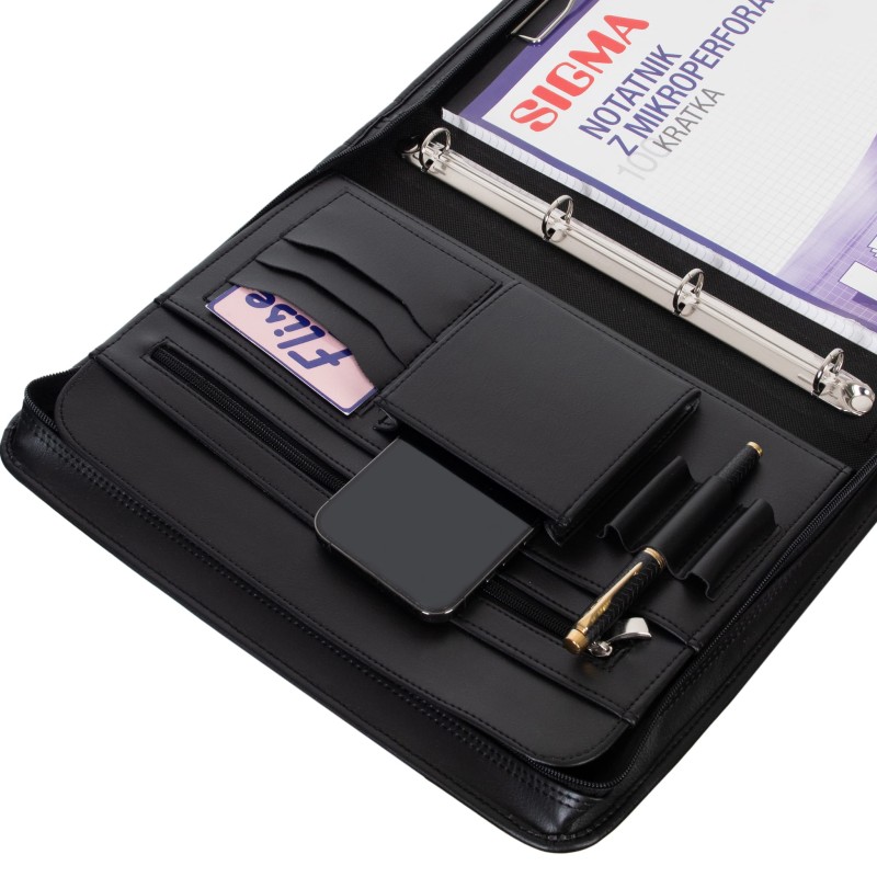 Elegancka Aktówka A4 Tizano BW05 – Biuwar Konferencyjny z Ringami i Klipsem