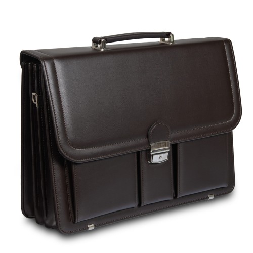 Elegancka Aktówka Męska Tizano – Polska Teczka Skórzana (Eko), Trzykomorowa, na Laptopa