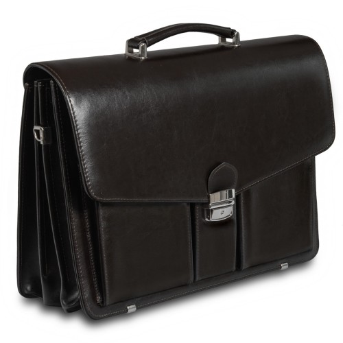 Skórzana Aktówka Męska na Laptopa – Ekskluzywna Teczka Biznesowa z Trzema Komorami