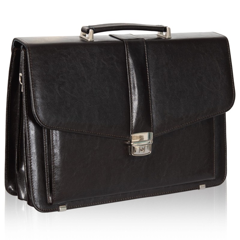 Skórzana aktówka męska na laptopa – Teczka na dokumenty A4 | Polski Producent