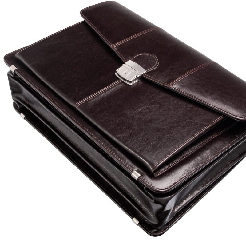 Ekskluzywna teczka męska Tizano – Skórzana aktówka na laptopa 15,6" z naturalnej skóry