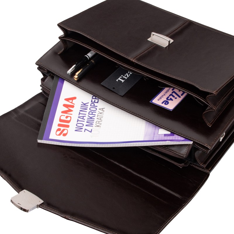 Ekskluzywna teczka męska Tizano – Skórzana aktówka na laptopa 15,6" z naturalnej skóry