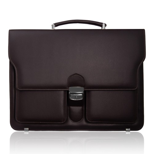 Elegancka teczka męska na laptopa T18 – Aktówka brązowa (Czekolada) | Produkt Polski