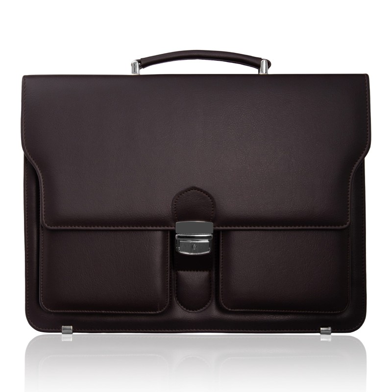 Elegancka teczka męska na laptopa T18 – Aktówka brązowa (Czekolada) | Produkt Polski