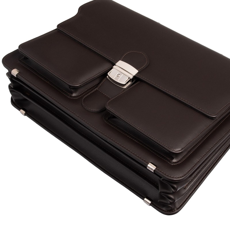 Elegancka teczka męska na laptopa T18 – Aktówka brązowa (Czekolada) | Produkt Polski