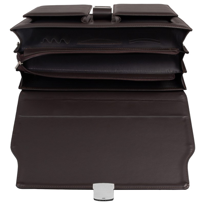 Elegancka teczka męska na laptopa T18 – Aktówka brązowa (Czekolada) | Produkt Polski