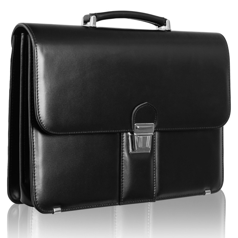 Zgrabna skórzana aktówka TS08 czarna