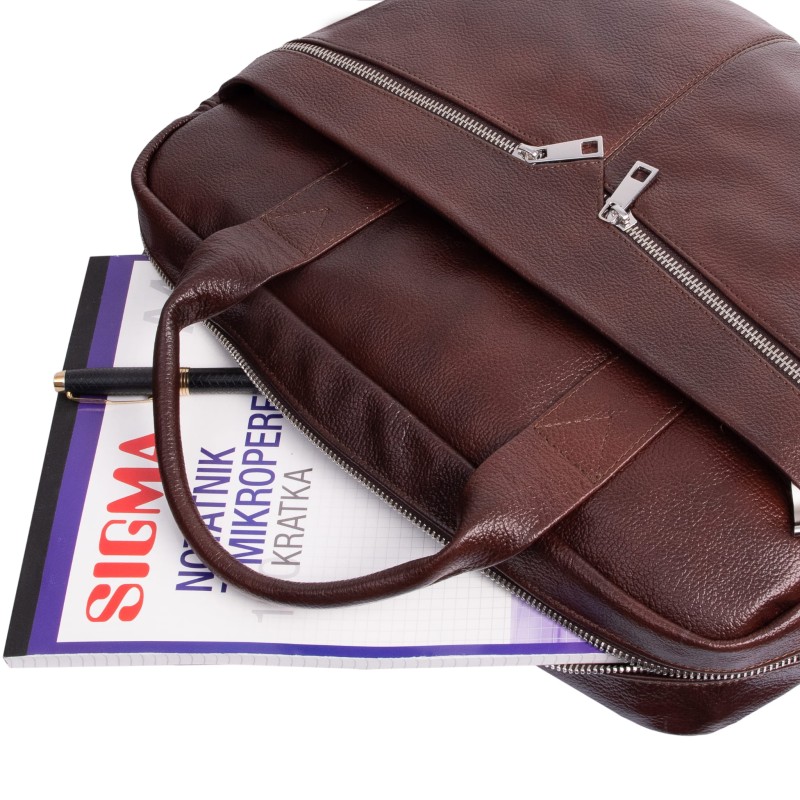 Torba męska skórzana Tizano z kieszeniami i długim paskiem