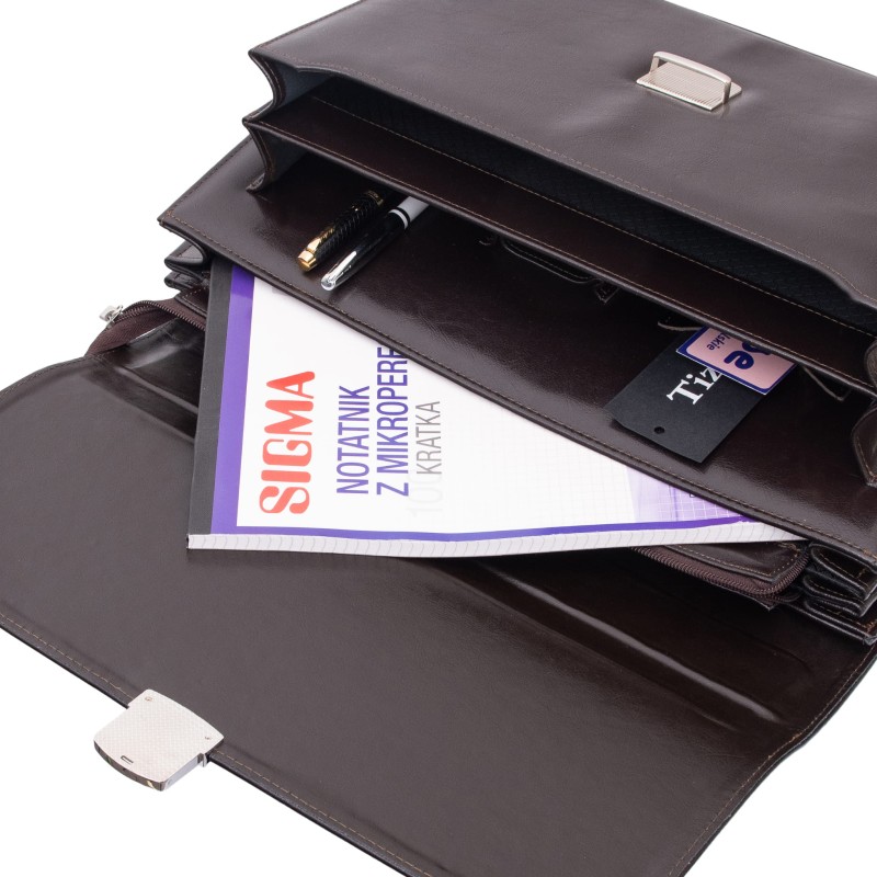 Brązowa aktówka męska skórzana