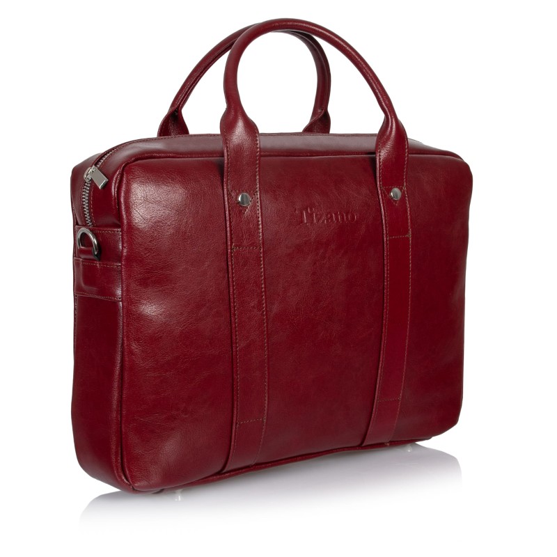Bordowa torba skórzana Tizano TM07