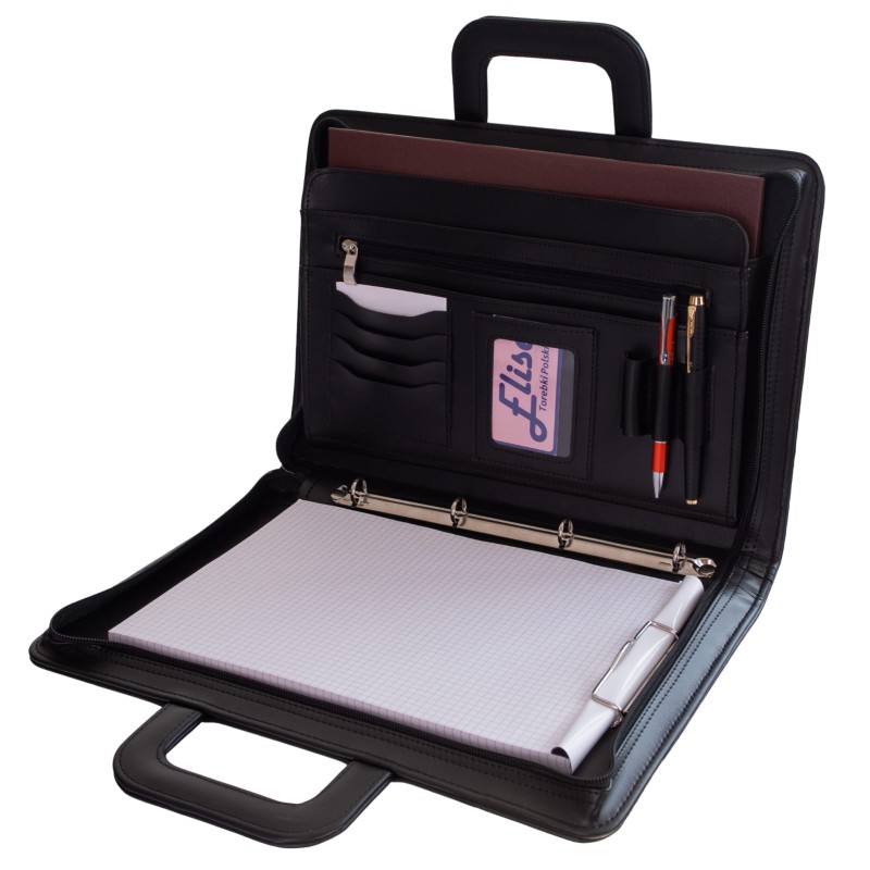 Elegancka Aktówka Męska A4 – Stylowa Teczka Konferencyjna z Ringiem i Klipsem